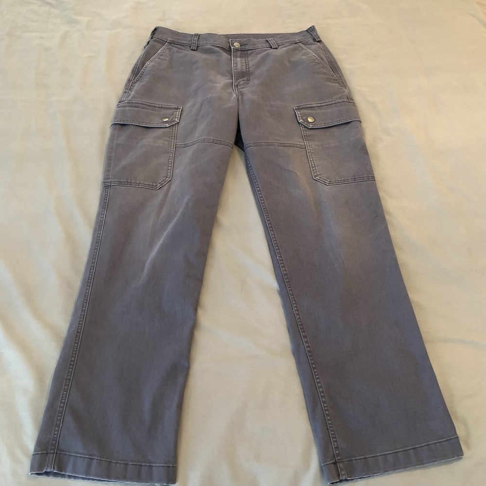 Duluth Trading 40 Grit Cargo Pants Mens 34x32 Gray Canvas Relaxed Workwear